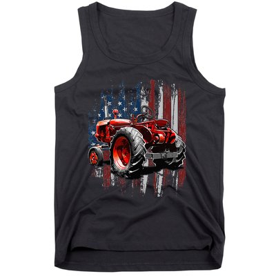 Patriotic Tractor American Flag Tractor Farmer Farm Gift Tank Top