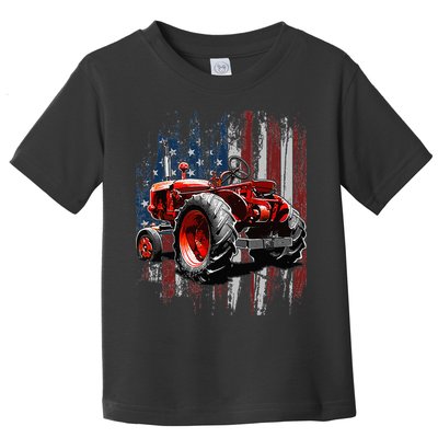 Patriotic Tractor American Flag Tractor Farmer Farm Gift Toddler T-Shirt
