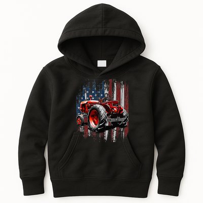 Patriotic Tractor American Flag Tractor Farmer Farm Gift Kids Hoodie