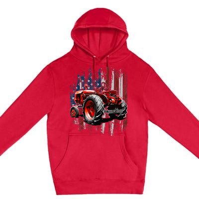 Patriotic Tractor American Flag Tractor Farmer Farm Gift Premium Pullover Hoodie