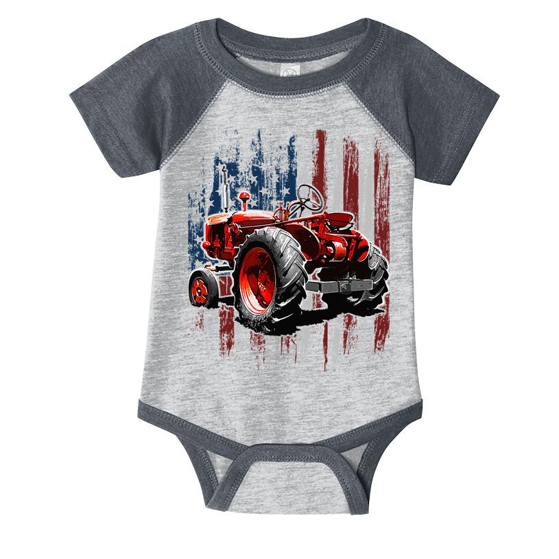 Patriotic Tractor American Flag Tractor Farmer Farm Gift Infant Baby Jersey Bodysuit