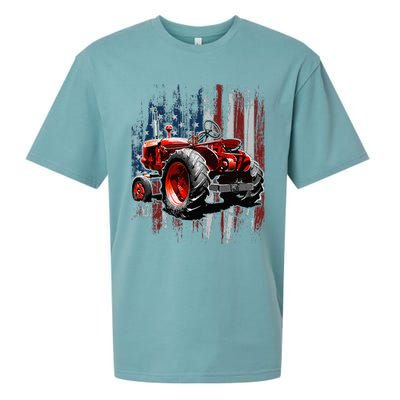 Patriotic Tractor American Flag Tractor Farmer Farm Gift Sueded Cloud Jersey T-Shirt