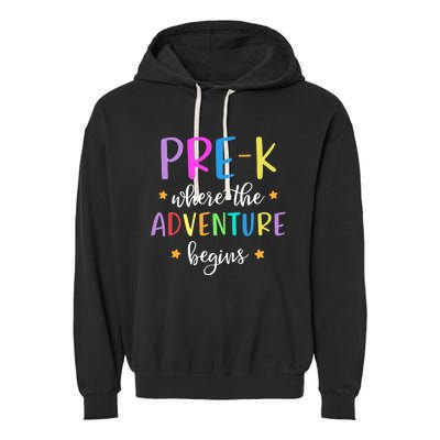 Pre-K Teacher Adventure Begins Teacher Preschool Garment-Dyed Fleece Hoodie