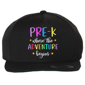 Pre-K Teacher Adventure Begins Teacher Preschool Wool Snapback Cap