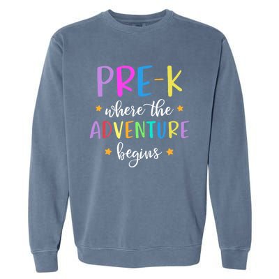 Pre-K Teacher Adventure Begins Teacher Preschool Garment-Dyed Sweatshirt