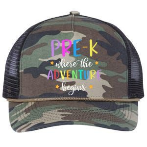 Pre-K Teacher Adventure Begins Teacher Preschool Retro Rope Trucker Hat Cap