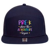 Pre-K Teacher Adventure Begins Teacher Preschool 7 Panel Mesh Trucker Snapback Hat