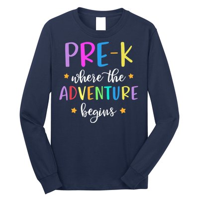 Pre-K Teacher Adventure Begins Teacher Preschool Long Sleeve Shirt