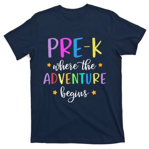 Pre-K Teacher Adventure Begins Teacher Preschool T-Shirt