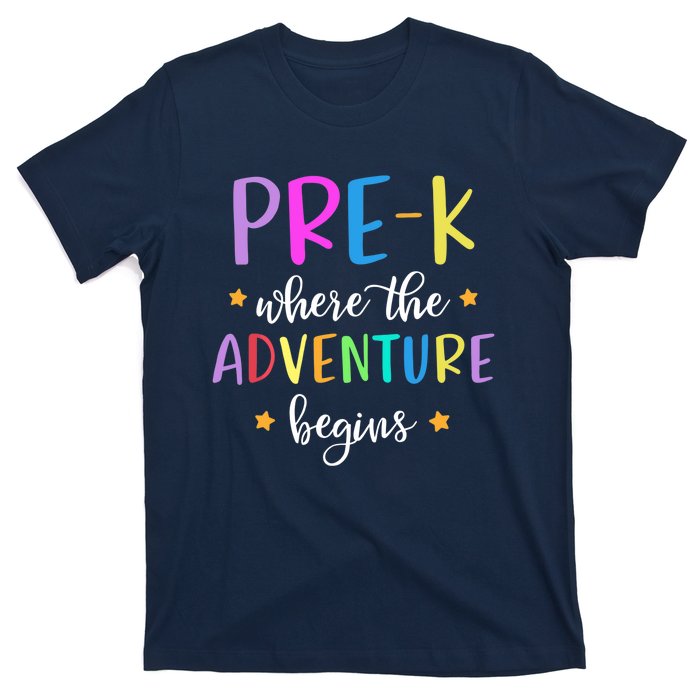 Pre-K Teacher Adventure Begins Teacher Preschool T-Shirt