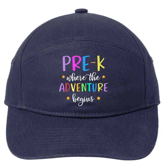 Pre-K Teacher Adventure Begins Teacher Preschool 7-Panel Snapback Hat