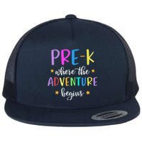 Pre-K Teacher Adventure Begins Teacher Preschool Flat Bill Trucker Hat