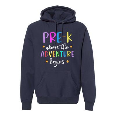 Pre-K Teacher Adventure Begins Teacher Preschool Premium Hoodie