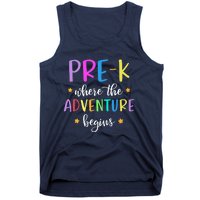 Pre-K Teacher Adventure Begins Teacher Preschool Tank Top