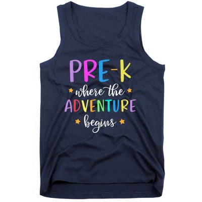 Pre-K Teacher Adventure Begins Teacher Preschool Tank Top