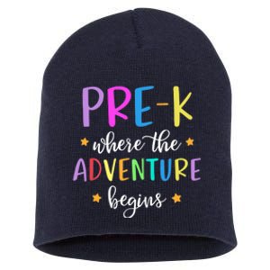 Pre-K Teacher Adventure Begins Teacher Preschool Short Acrylic Beanie