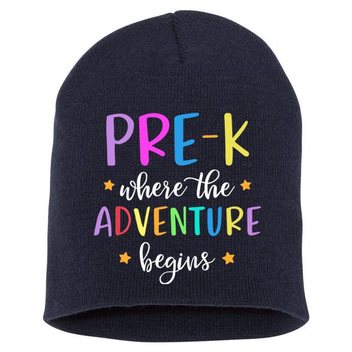 Pre-K Teacher Adventure Begins Teacher Preschool Short Acrylic Beanie