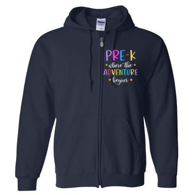 Pre-K Teacher Adventure Begins Teacher Preschool Full Zip Hoodie