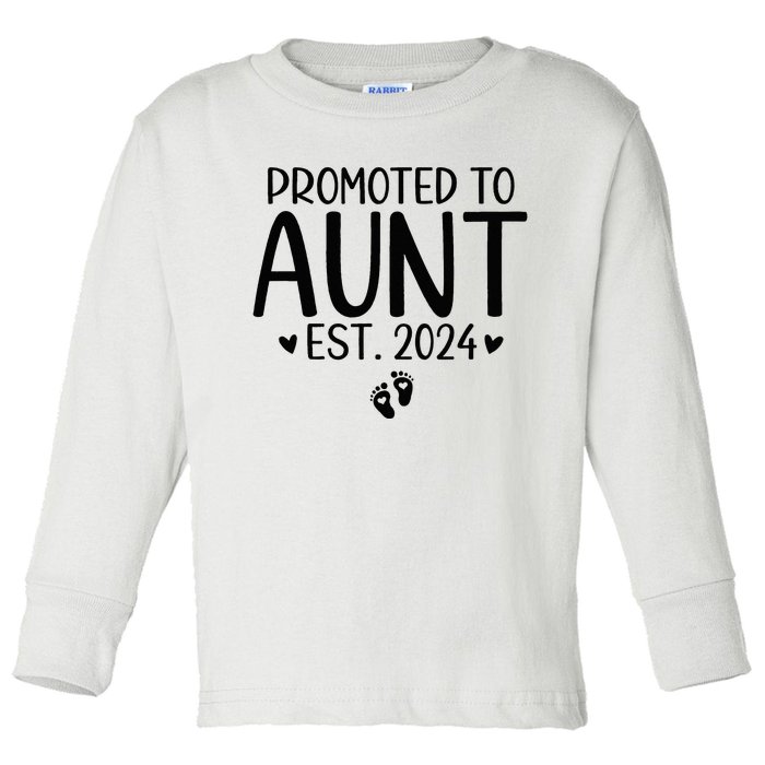 Promoted To Aunt 2024 First Time New Aunt Pregnancy Toddler Long Sleeve Shirt