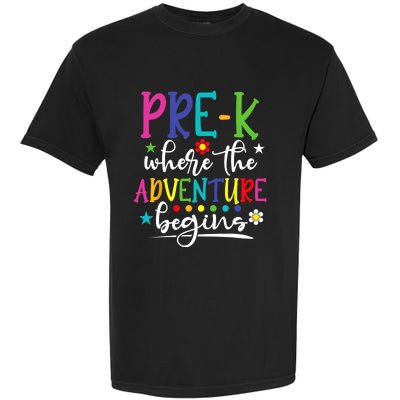 PreK Teacher Adventure Begins First Day Preschool Teachers Garment-Dyed Heavyweight T-Shirt