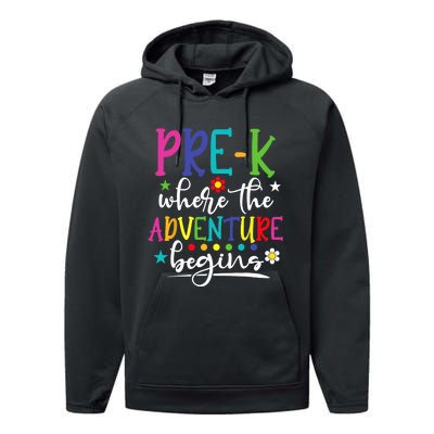 PreK Teacher Adventure Begins First Day Preschool Teachers Performance Fleece Hoodie