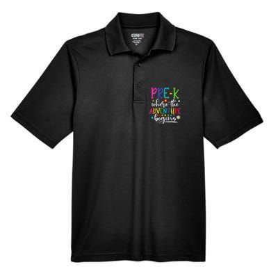 PreK Teacher Adventure Begins First Day Preschool Teachers Men's Origin Performance Pique Polo