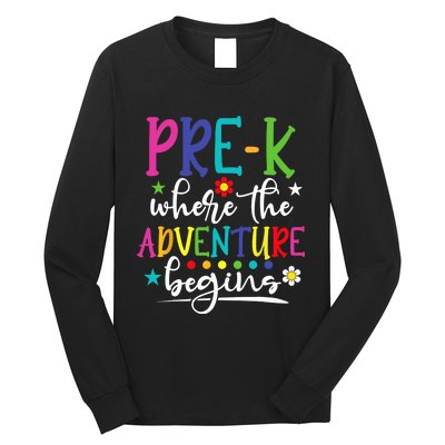 PreK Teacher Adventure Begins First Day Preschool Teachers Long Sleeve Shirt