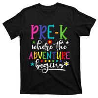 PreK Teacher Adventure Begins First Day Preschool Teachers T-Shirt