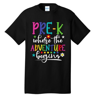 PreK Teacher Adventure Begins First Day Preschool Teachers Tall T-Shirt