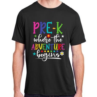 PreK Teacher Adventure Begins First Day Preschool Teachers Adult ChromaSoft Performance T-Shirt