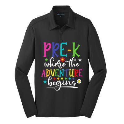 PreK Teacher Adventure Begins First Day Preschool Teachers Silk Touch Performance Long Sleeve Polo