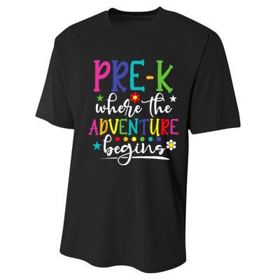 PreK Teacher Adventure Begins First Day Preschool Teachers Performance Sprint T-Shirt