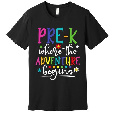 PreK Teacher Adventure Begins First Day Preschool Teachers Premium T-Shirt