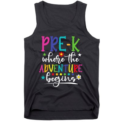 PreK Teacher Adventure Begins First Day Preschool Teachers Tank Top