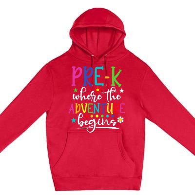 PreK Teacher Adventure Begins First Day Preschool Teachers Premium Pullover Hoodie