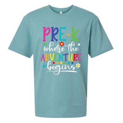 PreK Teacher Adventure Begins First Day Preschool Teachers Sueded Cloud Jersey T-Shirt