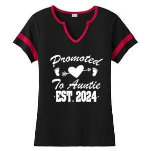 Promoted To Auntie 2024 Soon To Be Auntie Pregnancy Gift Ladies Halftime Notch Neck Tee