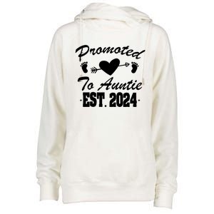 Promoted To Auntie 2024 Soon To Be Auntie Pregnancy Gift Womens Funnel Neck Pullover Hood