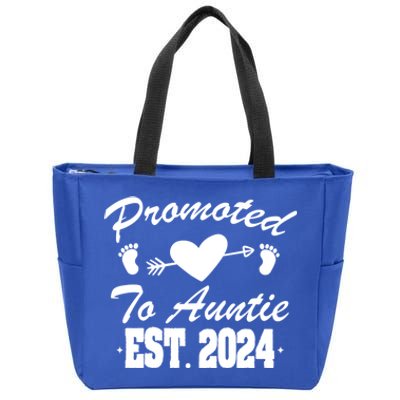 Promoted To Auntie 2024 Soon To Be Auntie Pregnancy Gift Zip Tote Bag