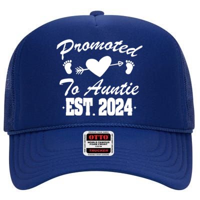 Promoted To Auntie 2024 Soon To Be Auntie Pregnancy Gift High Crown Mesh Back Trucker Hat