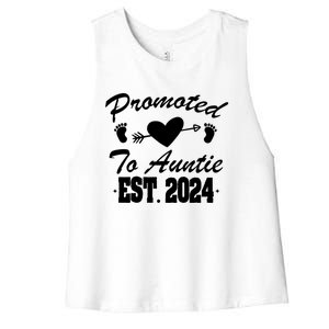 Promoted To Auntie 2024 Soon To Be Auntie Pregnancy Gift Women's Racerback Cropped Tank