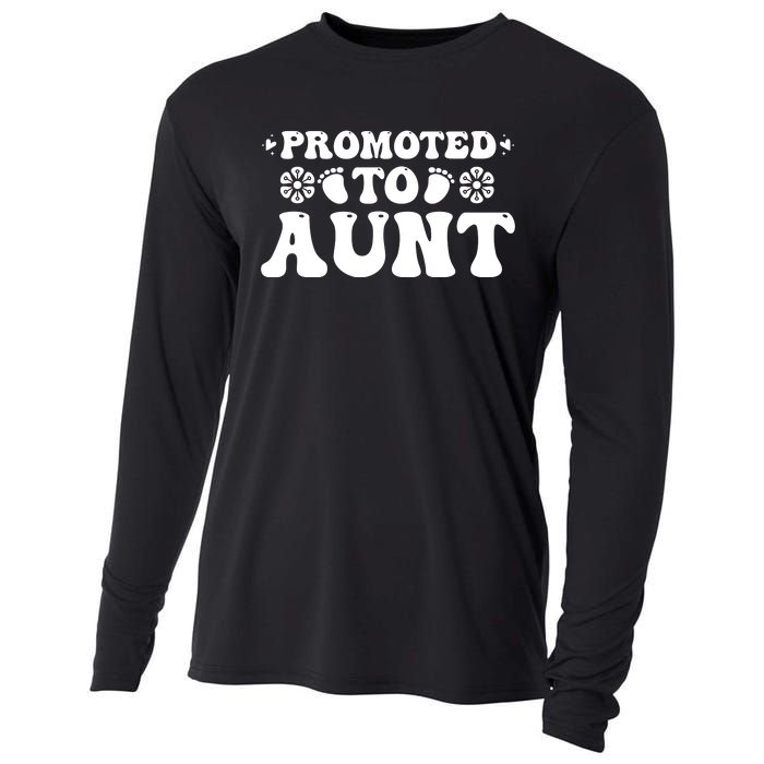 Promoted To Aunt Announcement Graphic Cooling Performance Long Sleeve Crew