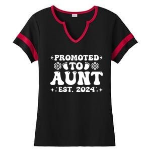 Promoted To Aunt Est. 2024 Ladies Halftime Notch Neck Tee