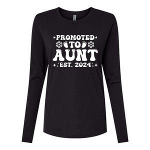 Promoted To Aunt Est. 2024 Womens Cotton Relaxed Long Sleeve T-Shirt