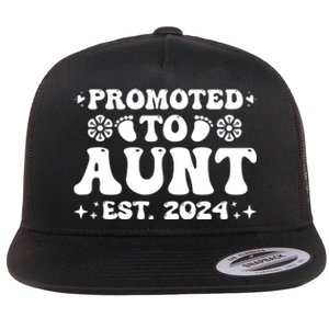 Promoted To Aunt Est. 2024 Flat Bill Trucker Hat