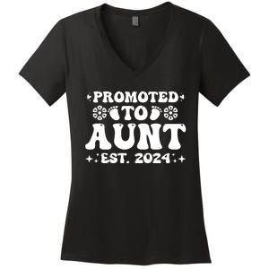 Promoted To Aunt Est. 2024 Women's V-Neck T-Shirt