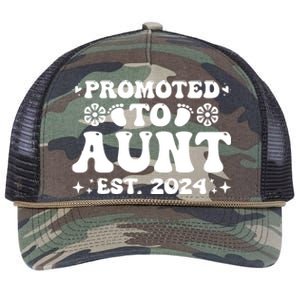 Promoted To Aunt Est. 2024 Retro Rope Trucker Hat Cap