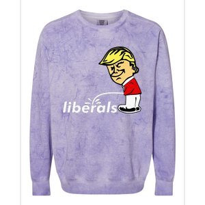 Pro Trump Anti Liberal Donald Trump Pissing On Liberals Colorblast Crewneck Sweatshirt