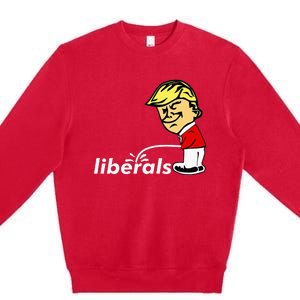 Pro Trump Anti Liberal Donald Trump Pissing On Liberals Premium Crewneck Sweatshirt