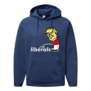 Pro Trump Anti Liberal Donald Trump Pissing On Liberals Performance Fleece Hoodie